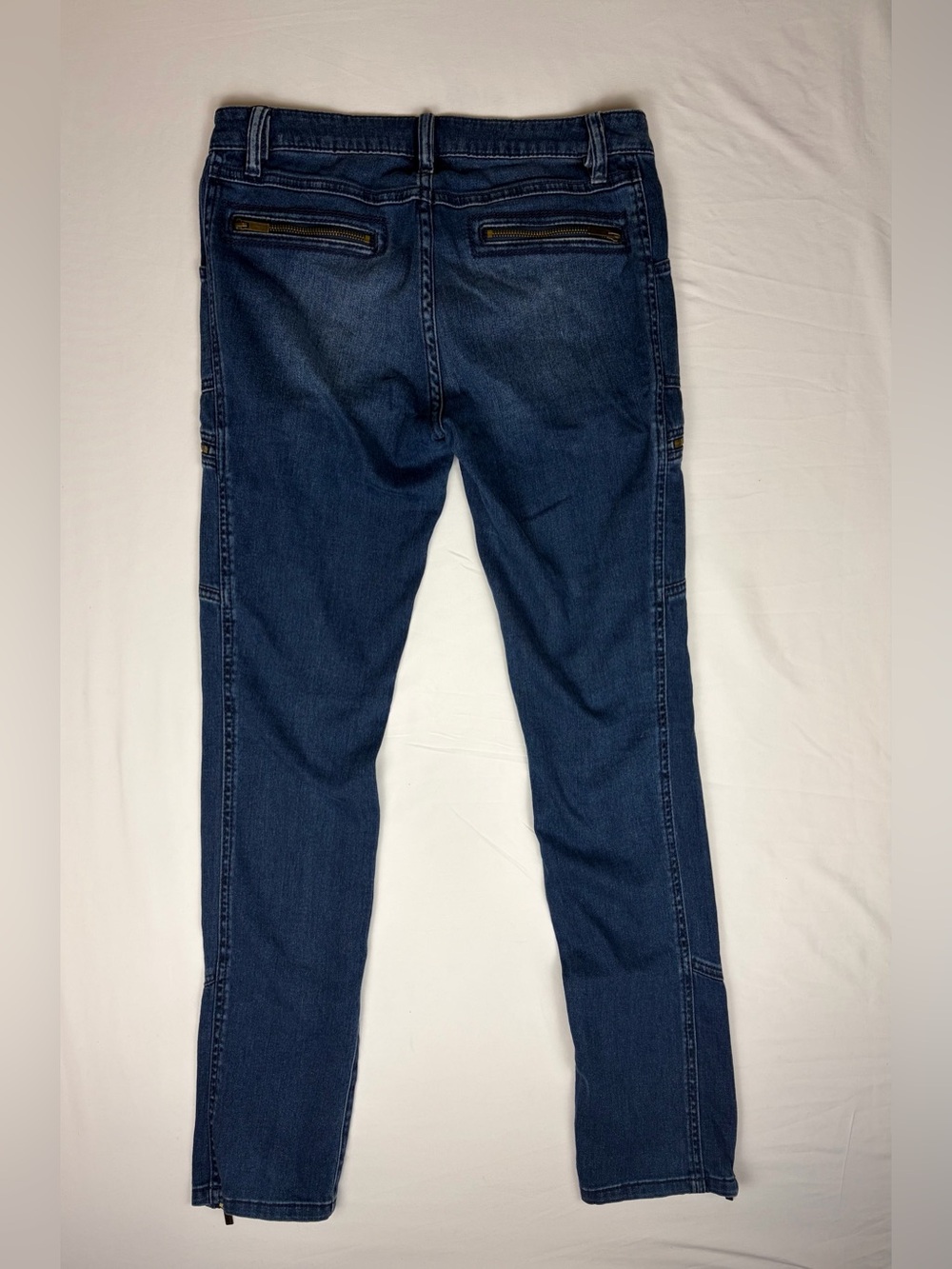 BCBGMaxAzria Dark Blue Moto Skinny Jeans Cyber-Y2K Tactical Jeans size 30 - Picture 3 of 13